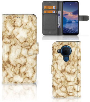 B2Ctelecom Book Cover Nokia 5.4 Smartphone Hoesje Marmer Goud