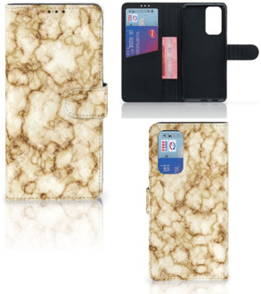 B2Ctelecom Book Cover OnePlus 9 Pro Smartphone Hoesje Marmer Goud