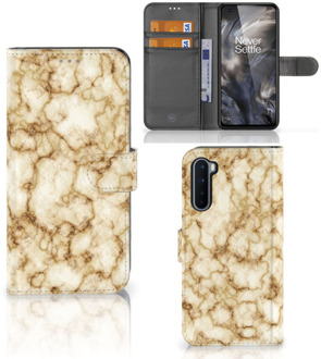 B2Ctelecom Book Cover OnePlus Nord Smartphone Hoesje Marmer Goud