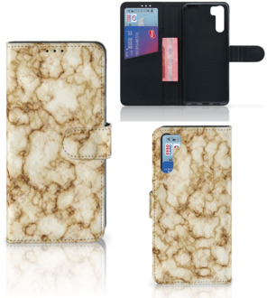 B2Ctelecom Book Cover OPPO A91 | Reno3 Smartphone Hoesje Marmer Goud