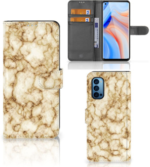 B2Ctelecom Book Cover OPPO Reno 4 Pro 5G Smartphone Hoesje Marmer Goud