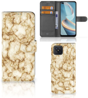 B2Ctelecom Book Cover OPPO Reno4 Z Smartphone Hoesje Marmer Goud