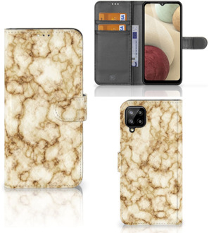 B2Ctelecom Book Cover Samsung Galaxy A12 Smartphone Hoesje Marmer Goud