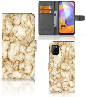 B2Ctelecom Book Cover Samsung Galaxy A31 Smartphone Hoesje Marmer Goud