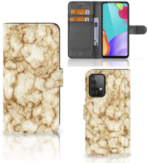 B2Ctelecom Book Cover Samsung Galaxy A52 Smartphone Hoesje Marmer Goud