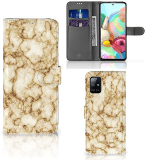 B2Ctelecom Book Cover Samsung Galaxy A71 Smartphone Hoesje Marmer Goud