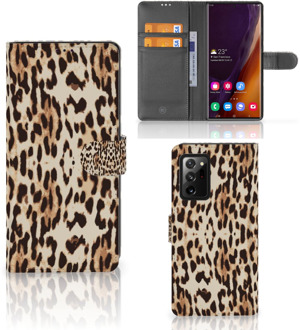 B2Ctelecom Book Cover Samsung Galaxy Note20 Ultra Smartphone Hoesje Leopard