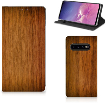 B2Ctelecom Book Cover Samsung Galaxy S10 Donker Hout