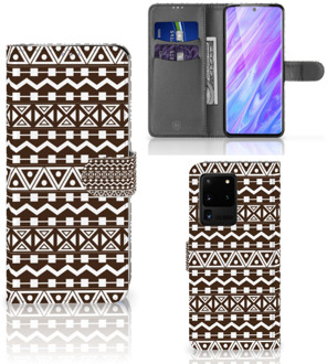 B2Ctelecom Book Cover Samsung Galaxy S20 Ultra Telefoon Hoesje Aztec Bruin