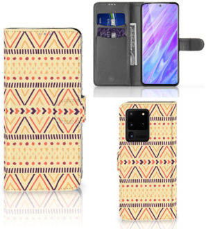 B2Ctelecom Book Cover Samsung Galaxy S20 Ultra Telefoon Hoesje Aztec Yellow