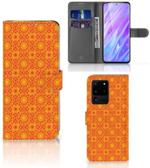 B2Ctelecom Book Cover Samsung Galaxy S20 Ultra Telefoon Hoesje Batik Orange