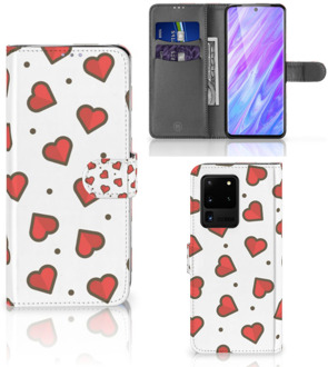 B2Ctelecom Book Cover Samsung Galaxy S20 Ultra Telefoon Hoesje Hearts