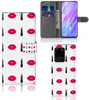 B2Ctelecom Book Cover Samsung Galaxy S20 Ultra Telefoon Hoesje Lipstick Kiss