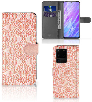 B2Ctelecom Book Cover Samsung Galaxy S20 Ultra Telefoon Hoesje Pattern Orange