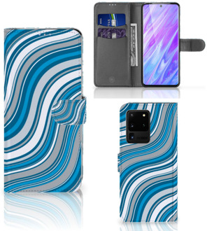 B2Ctelecom Book Cover Samsung Galaxy S20 Ultra Telefoon Hoesje Waves Blue