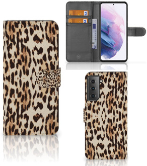 B2Ctelecom Book Cover Samsung Galaxy S21 Plus Smartphone Hoesje Leopard