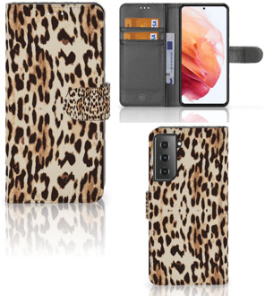 B2Ctelecom Book Cover Samsung Galaxy S21 Smartphone Hoesje Leopard