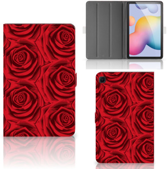 B2Ctelecom Book Cover Samsung Galaxy Tab S6 Lite Cover met Magneetsluiting Red Roses