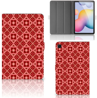 B2Ctelecom Book Cover Samsung Galaxy Tab S6 Lite Tablet Hoes met Magneetsluiting Batik Red