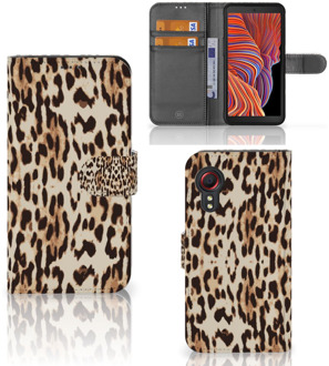 B2Ctelecom Book Cover Samsung Galaxy Xcover 5 Smartphone Hoesje Leopard