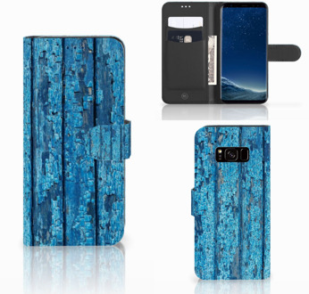 B2Ctelecom Book Cover Samsung S8 Wood Blue