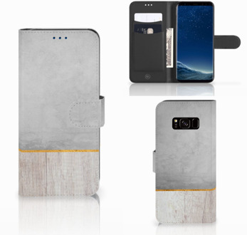 B2Ctelecom Book Cover Samsung S8 Wood Concrete