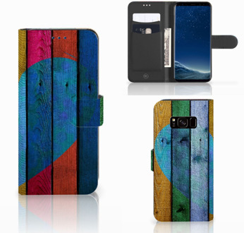 B2Ctelecom Book Cover Samsung S8 Wood Heart