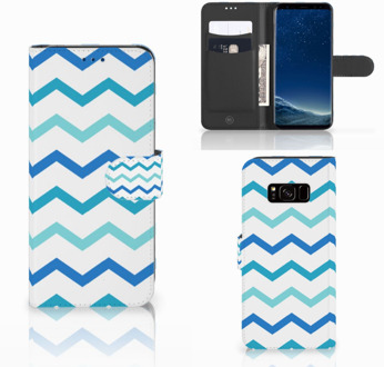 B2Ctelecom Book Cover Samsung S8 Zigzag Blauw