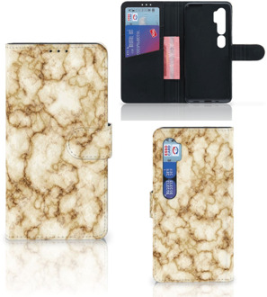 B2Ctelecom Book Cover Xiaomi Mi Note 10 Pro Smartphone Hoesje Marmer Goud