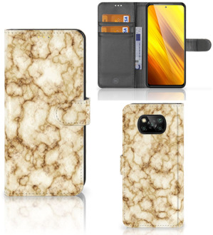 B2Ctelecom Book Cover Xiaomi Poco X3 Smartphone Hoesje Marmer Goud