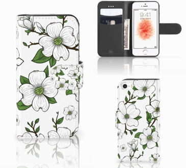 B2Ctelecom Book Hoesje iPhone SE Dogwood Flowers