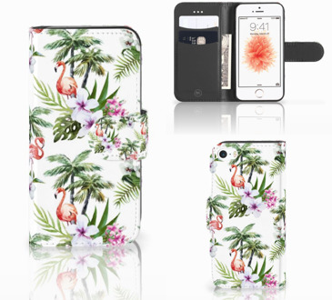 B2Ctelecom Book Hoesje iPhone SE Flamingo Palms