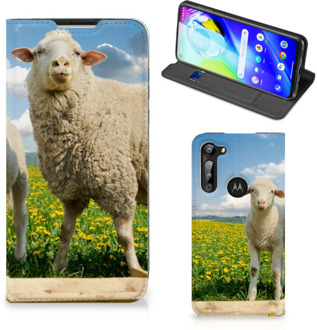 B2Ctelecom Book Stand Case met foto Motorola Moto G8 Power Telefoon Hoesje Schaap en Lammetje