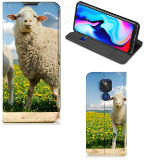 B2Ctelecom Book Stand Case met foto Motorola Moto G9 Play Telefoon Hoesje Schaap en Lammetje