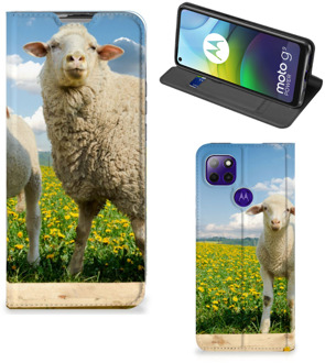 B2Ctelecom Book Stand Case met foto Motorola Moto G9 Power Telefoon Hoesje Schaap en Lammetje