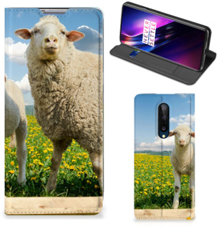 B2Ctelecom Book Stand Case met foto OnePlus 8 Telefoon Hoesje Schaap en Lammetje