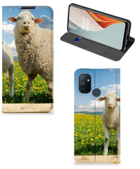 B2Ctelecom Book Stand Case met foto OnePlus Nord N100 Telefoon Hoesje Schaap en Lammetje