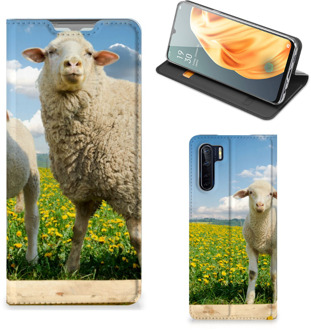 B2Ctelecom Book Stand Case met foto OPPO Reno3 | A91 Telefoon Hoesje Schaap en Lammetje