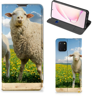 B2Ctelecom Book Stand Case met foto Samsung Galaxy Note 10 Lite Telefoon Hoesje Schaap en Lammetje