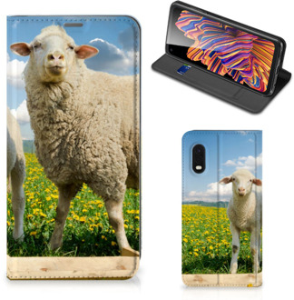 B2Ctelecom Book Stand Case met foto Samsung Xcover Pro Telefoon Hoesje Schaap en Lammetje