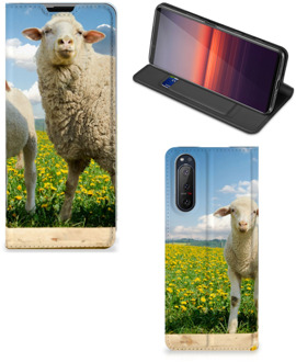 B2Ctelecom Book Stand Case met foto Sony Xperia 5 II Telefoon Hoesje Schaap en Lammetje