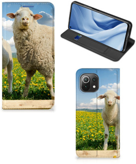 B2Ctelecom Book Stand Case met foto Xiaomi Mi 11 Lite Telefoon Hoesje Schaap en Lammetje