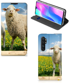 B2Ctelecom Book Stand Case met foto Xiaomi Mi Note 10 Lite Telefoon Hoesje Schaap en Lammetje