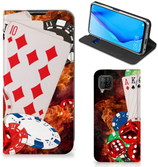 B2Ctelecom Book Stand Case Personaliseren Huawei P40 Lite Smart Cover Casino