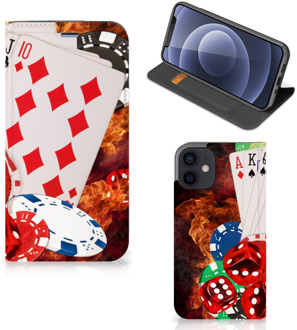 B2Ctelecom Book Stand Case Personaliseren iPhone 12 Mini Smart Cover Casino