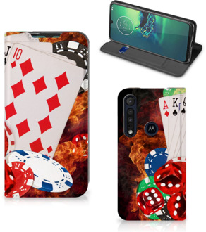 B2Ctelecom Book Stand Case Personaliseren Motorola G8 Plus Smart Cover Casino