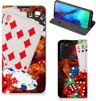 B2Ctelecom Book Stand Case Personaliseren Motorola Moto G Pro Smart Cover Casino