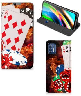 B2Ctelecom Book Stand Case Personaliseren Motorola Moto G9 Plus Smart Cover Casino