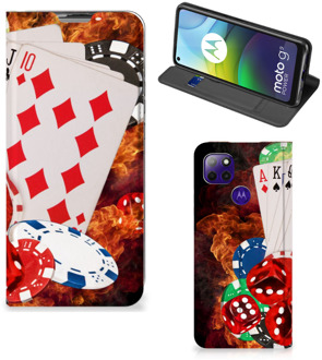 B2Ctelecom Book Stand Case Personaliseren Motorola Moto G9 Power Smart Cover Casino