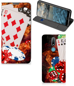 B2Ctelecom Book Stand Case Personaliseren Nokia 2.4 Smart Cover Casino